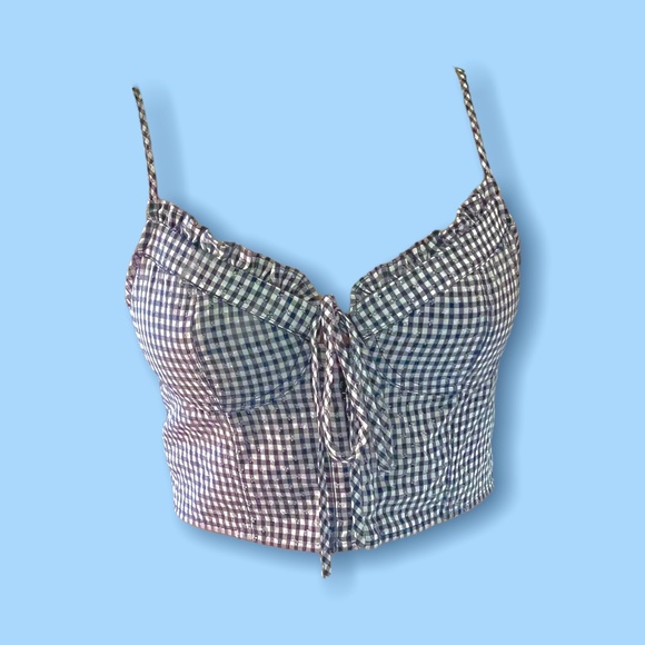 NWOT Pacsun Blue Gingham cropped tank - Picture 1 of 4